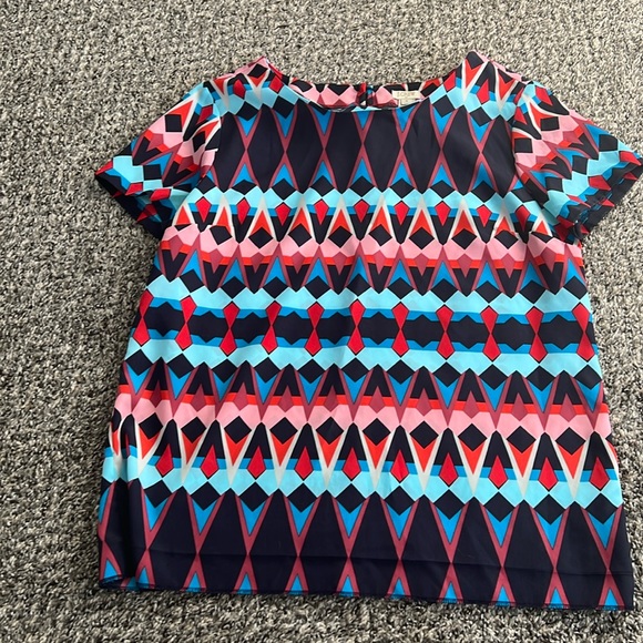 J.Crew Factory Small Geometric Short-Sleeved Blouse - Picture 1 of 7